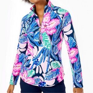 Lilly Pulitzer UPF50+ 1/2 Zip Skipper Popover High Tide Navy Sugar Mamba Medium